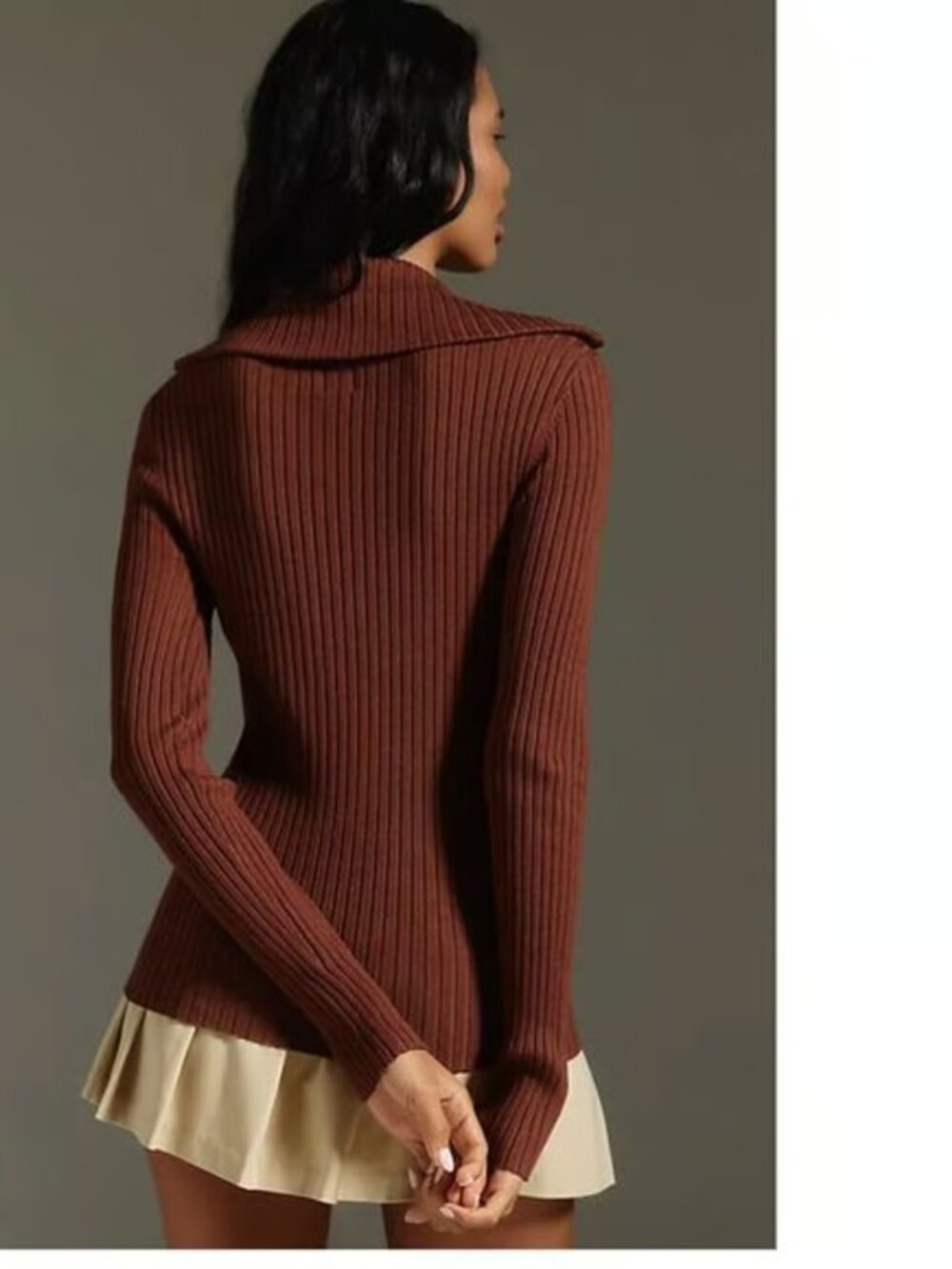 Anthropologie Ribbed Quarter Zip - Picture 3 of 10